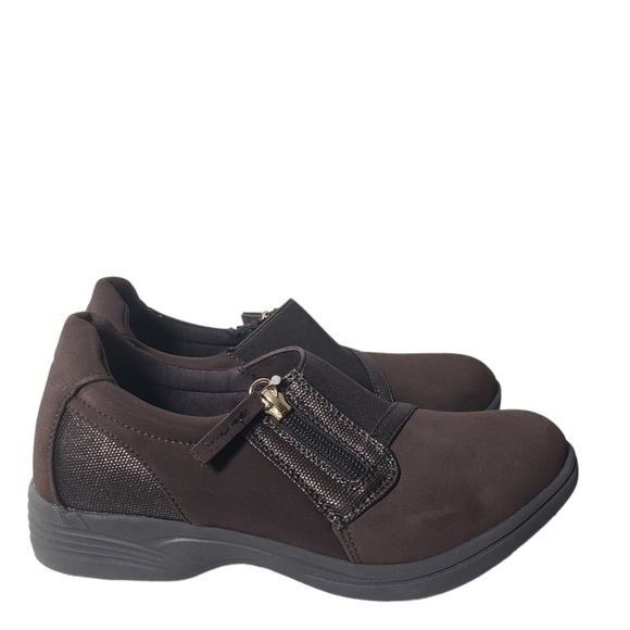 So Lite by Easy Street Dreamy Brown Multi-texture Slip-On Flat Comfort Shoes - Picture 1 of 11